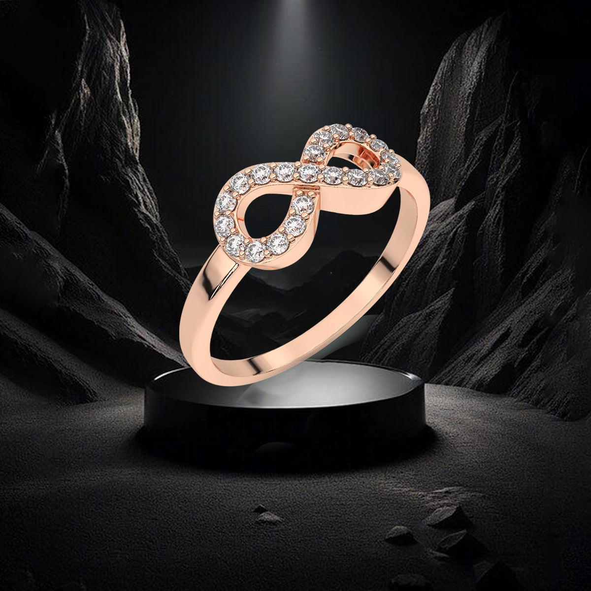 Infinity rose gold stone 925 Silver Ring