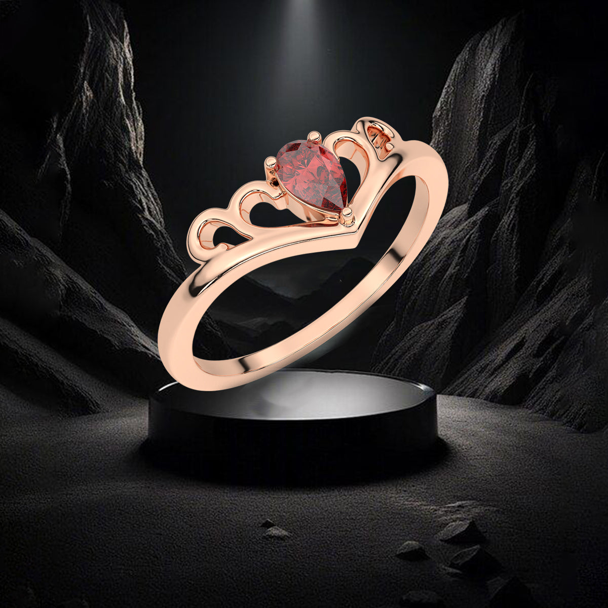 Rose gold stone Caitlin 925 Silver Ring