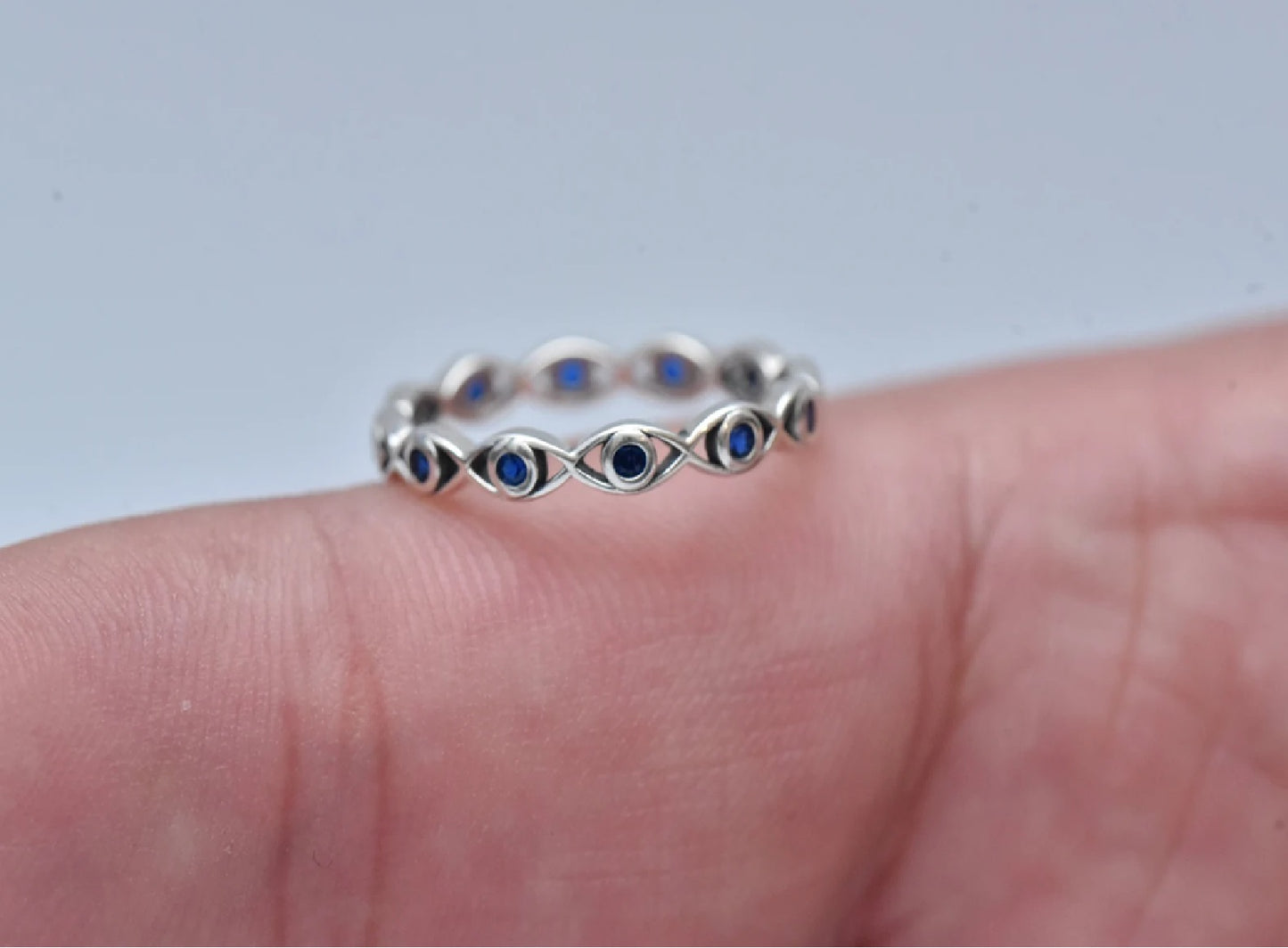 Dainty Evil Eye 925 Silver Ring