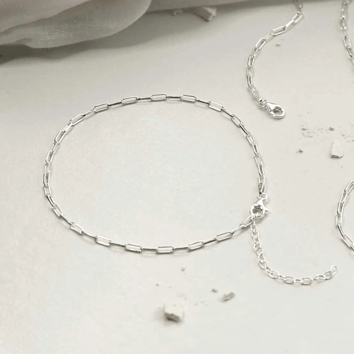 Paperclip 925 Silver Anklet