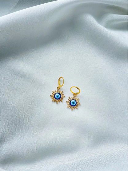 Sun Evil Eye 925 Silver Earring