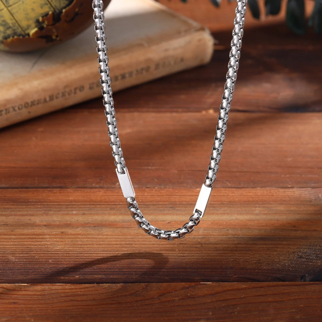 Engraved 925 Silver Men's Chain