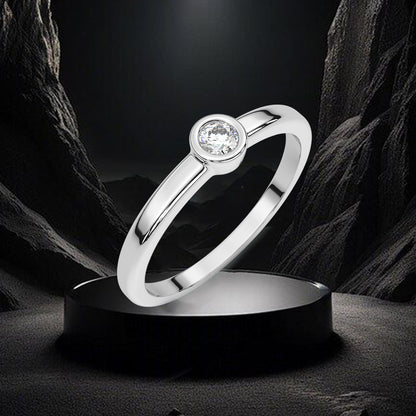 Bezel Moissanite Diamond 925 Silver Ring