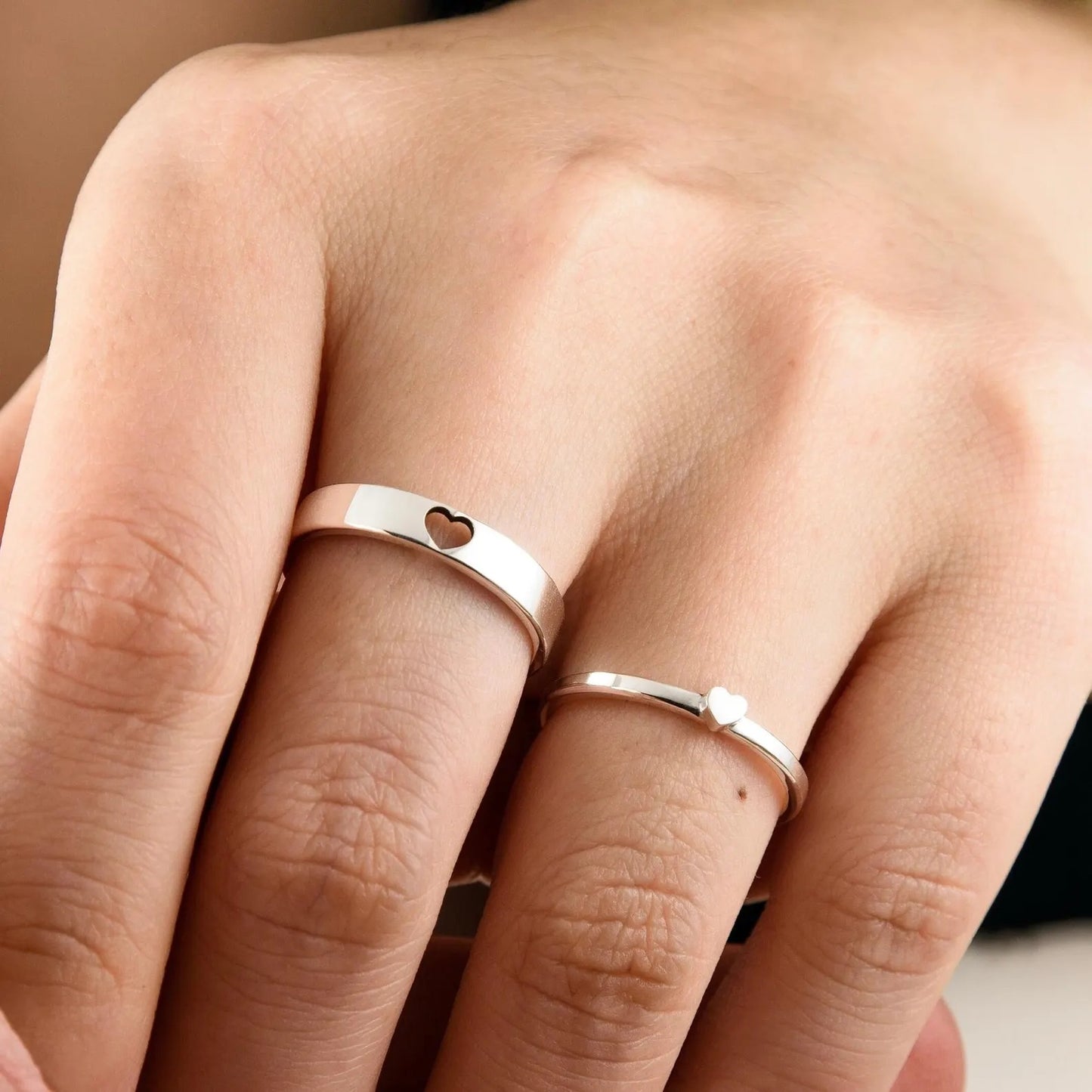 Tiny 925 Silver Ring Set