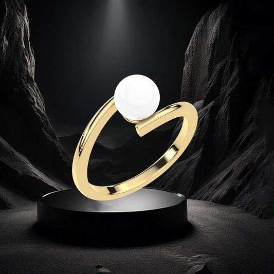 Yellow gold Opened Pearl 925 Silver Ring