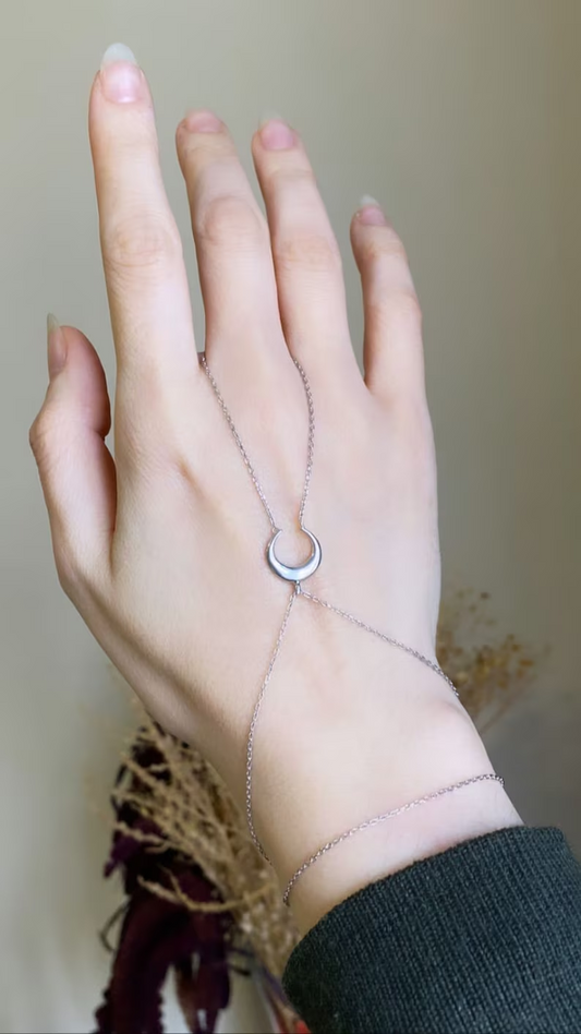 Moon 925 Silver Hand Chain