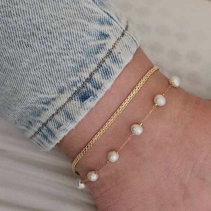 Large Beaded Pearl 925 Silver Anklet