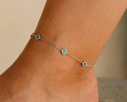 Opal 925 Silver Anklet
