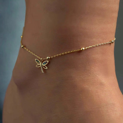 Dragonfly 925 Silver Anklet