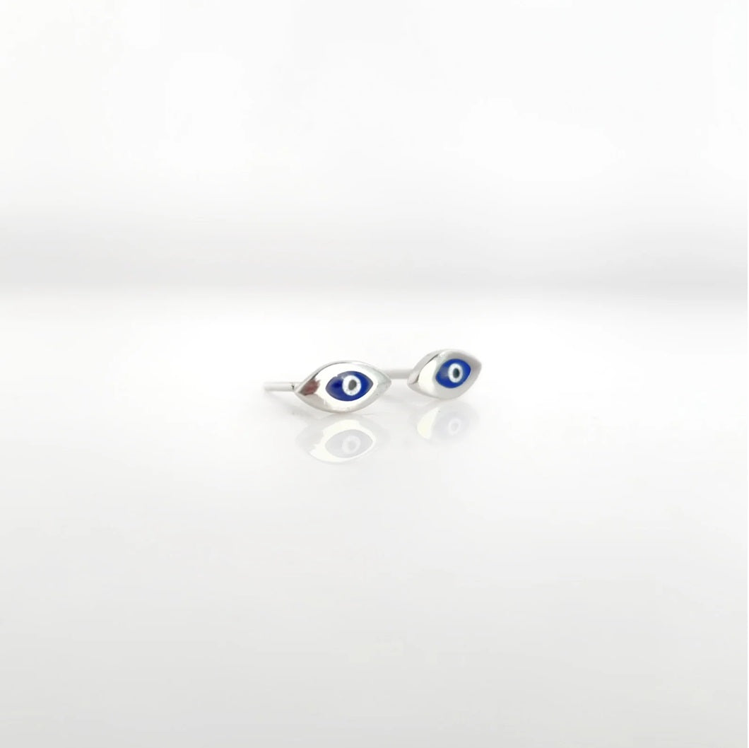 Tiny Dark Evil Eye 925 Silver Earring