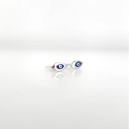 Tiny Dark Evil Eye 925 Silver Earring