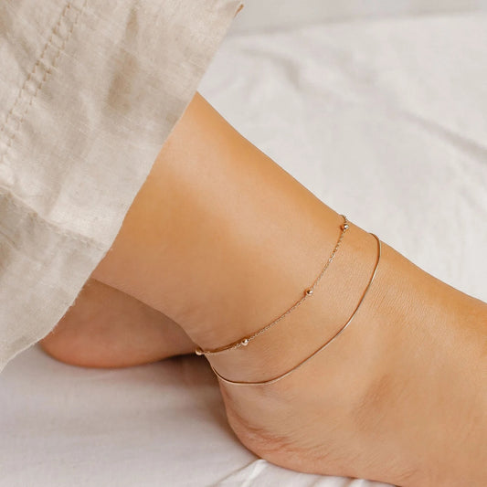 Double 925 Silver Anklet