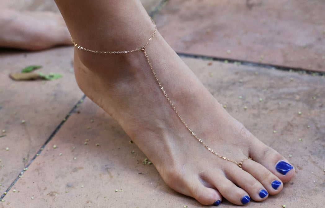 Simple 925 Sliver Foot Chain