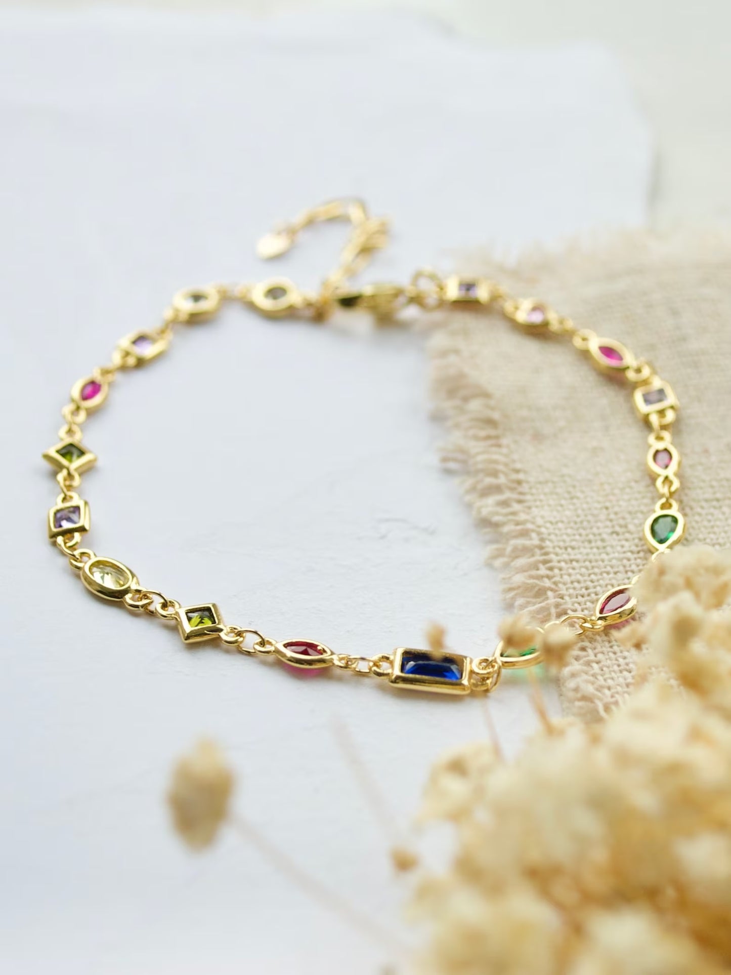 Rainbow 925 Silver Anklet