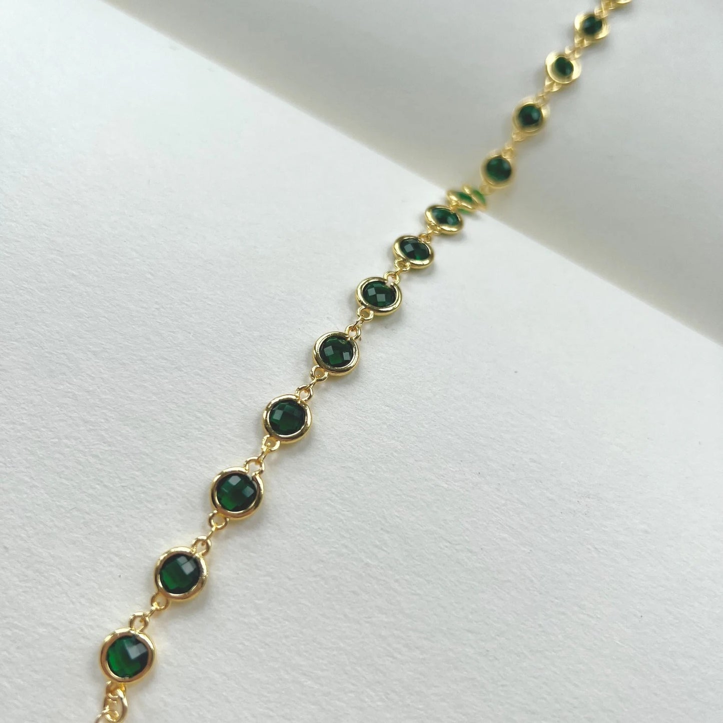 Emerald 925 Silver Anklet