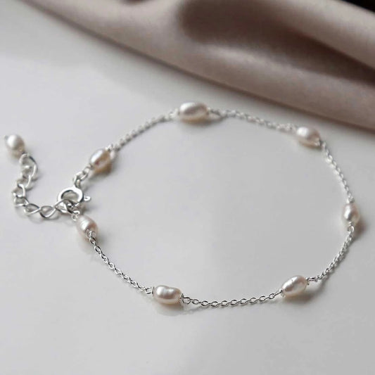 Dew Drop Pearl 925 Silver Anklet