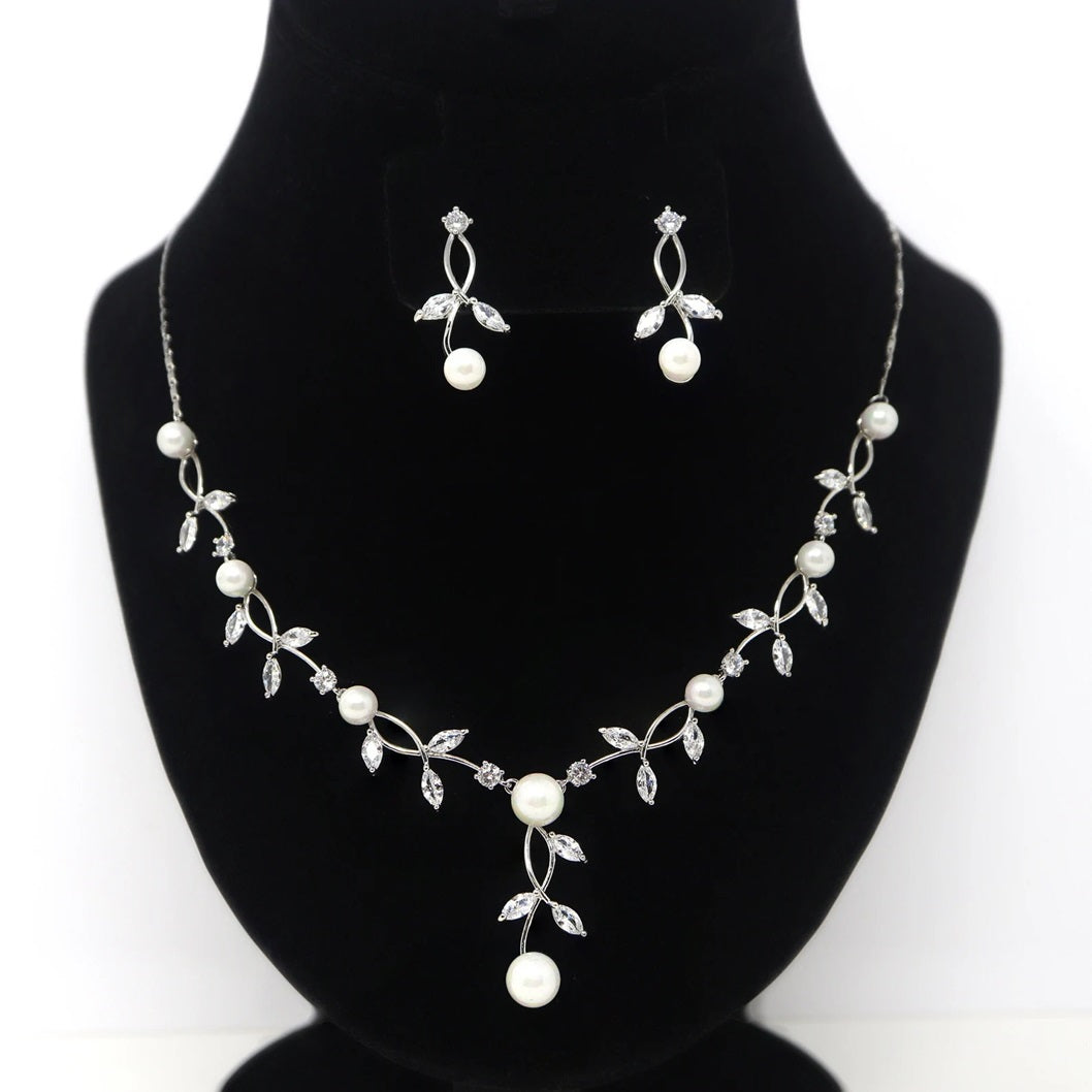 Vine Leaves 925 Silver Necklace Set