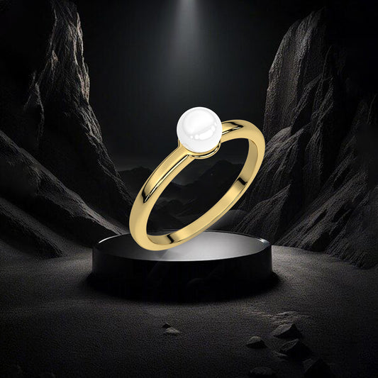 Yellow gold Pearl 925 Silver Ring