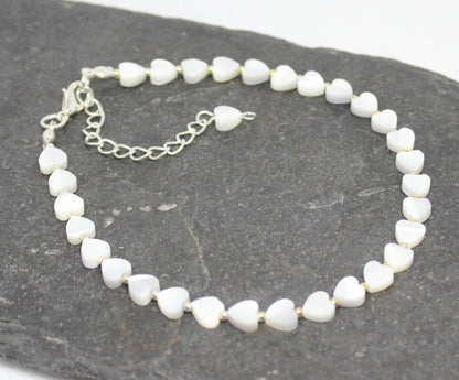 Shell Heart Pearl 925 Silver Anklet