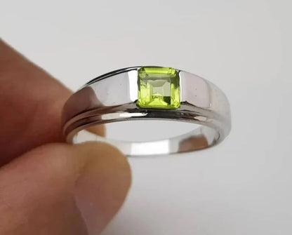 Peridot 925 Silver Men's Ring