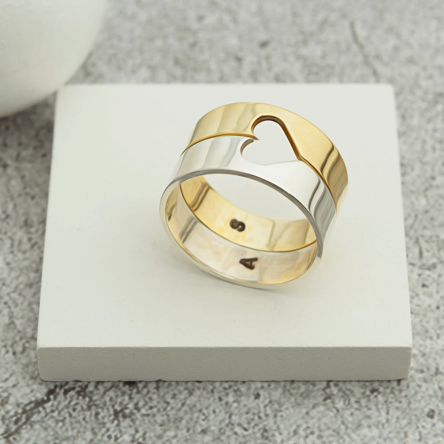 Engraved 925 Silver Ring Set