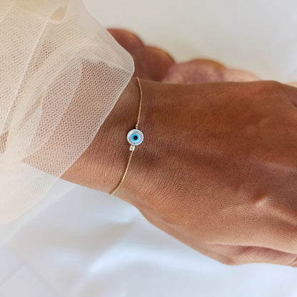 Minimalist Evil Eye 925 Silver Bracelet