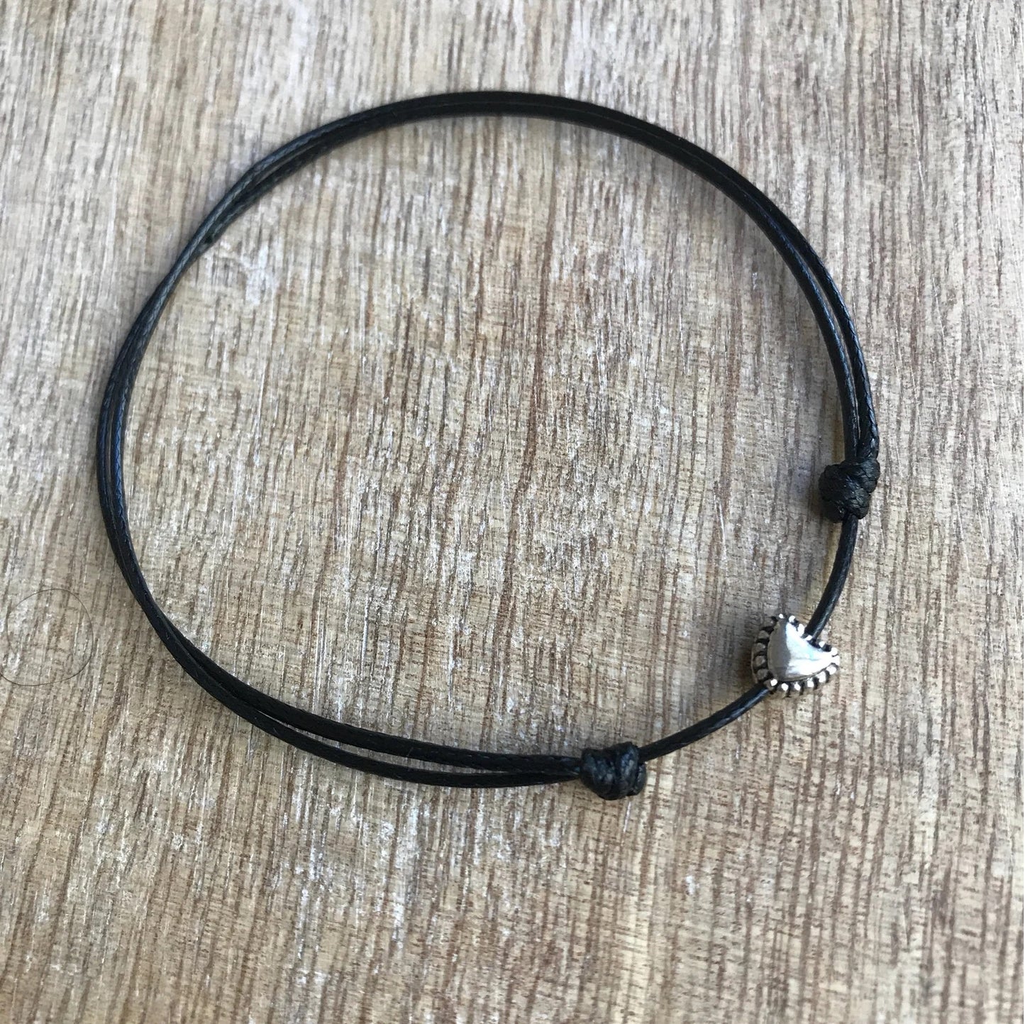 Waxed Cord 925 Silver Anklet