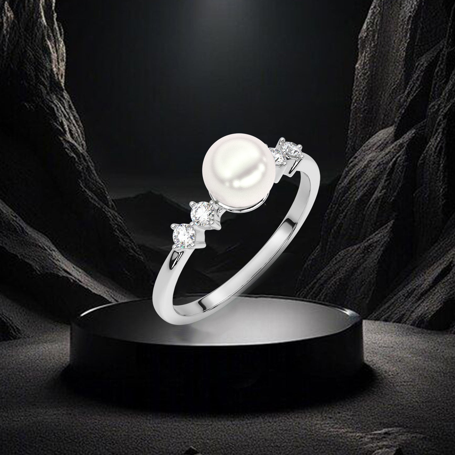 Huitan Classic Pearl 925 Silver Ring