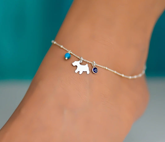 Dog Evil Eye 925 Silver Anklet