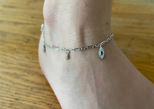 Trendy Evil Eye 925 Silver Anklet