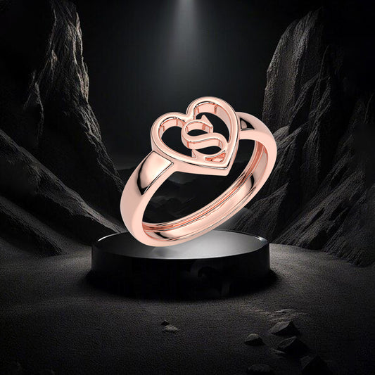 S Heart Rose gold 925 Silver Ring