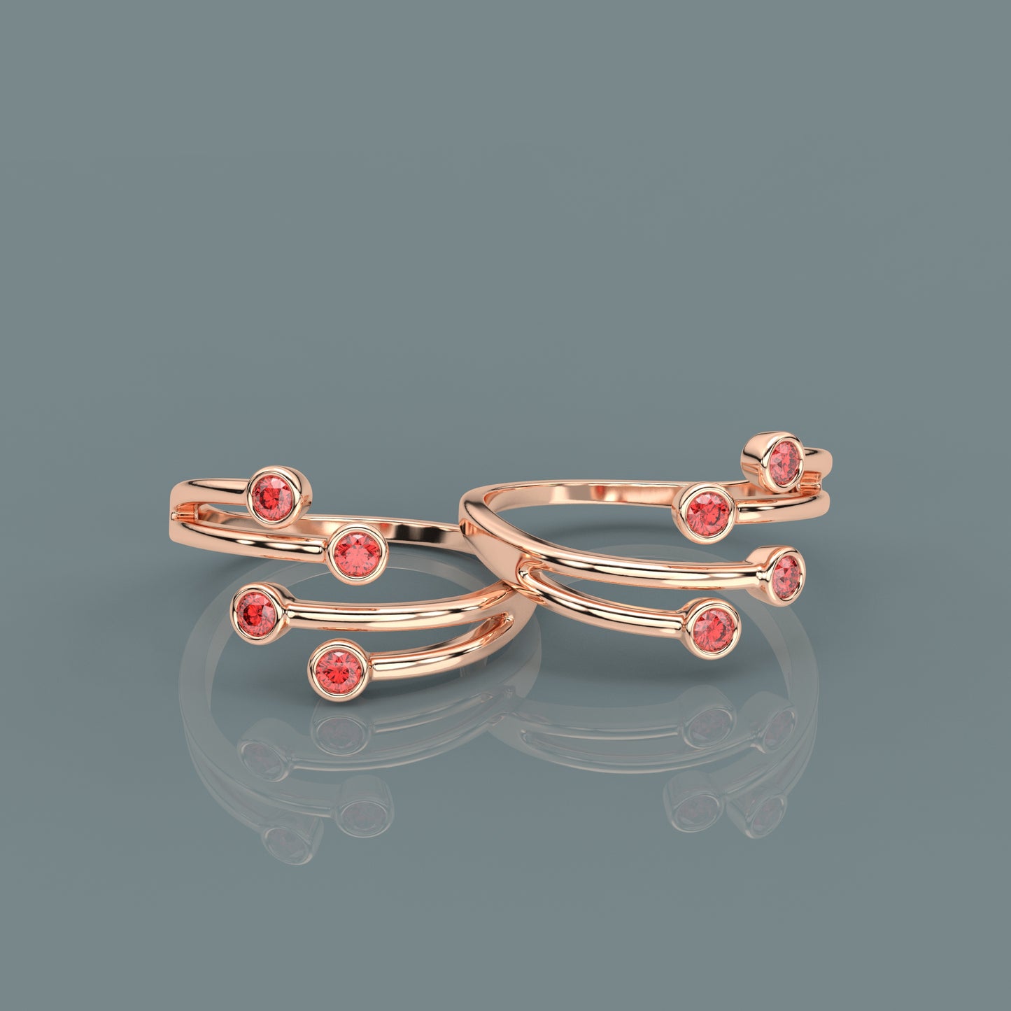 Four stone Rose gold Adjustable 925 Silver Toe Ring