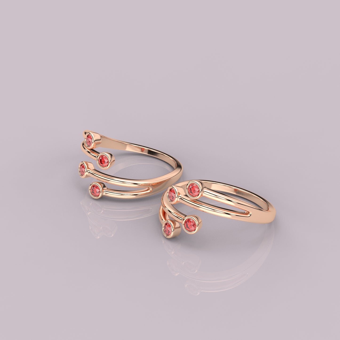 Four stone Rose gold Adjustable 925 Silver Toe Ring