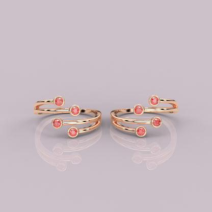 Four stone Rose gold Adjustable 925 Silver Toe Ring