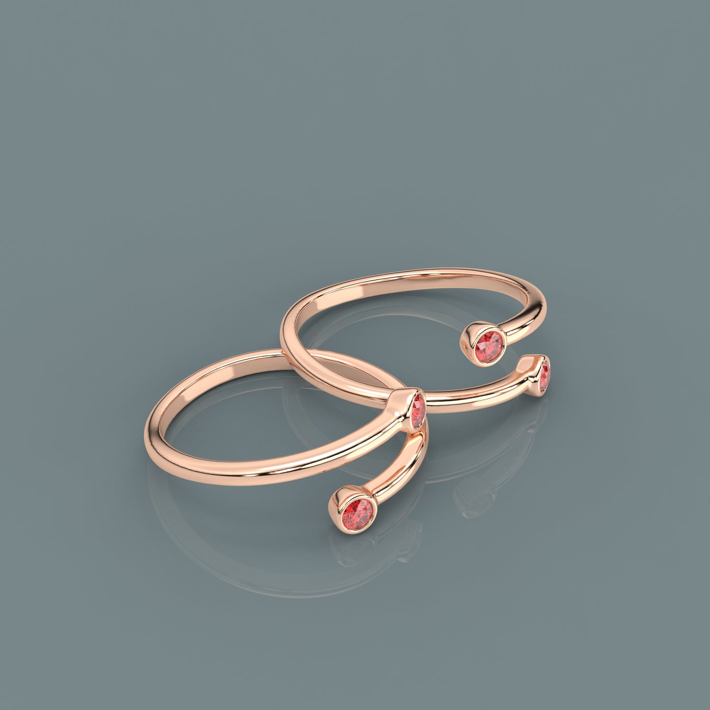 Couple stone Rose gold Adjustable 925 Silver Toe Ring