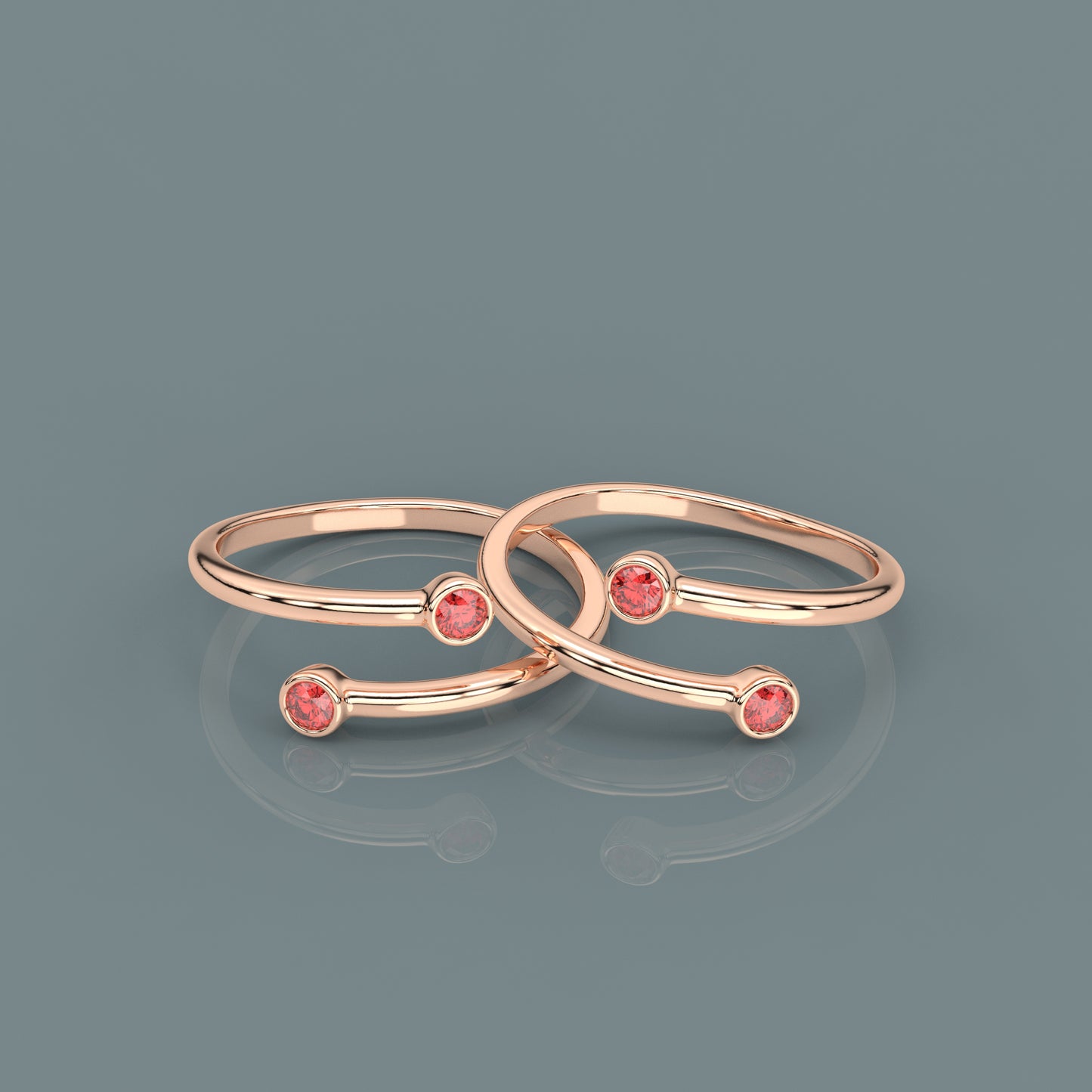 Couple stone Rose gold Adjustable 925 Silver Toe Ring