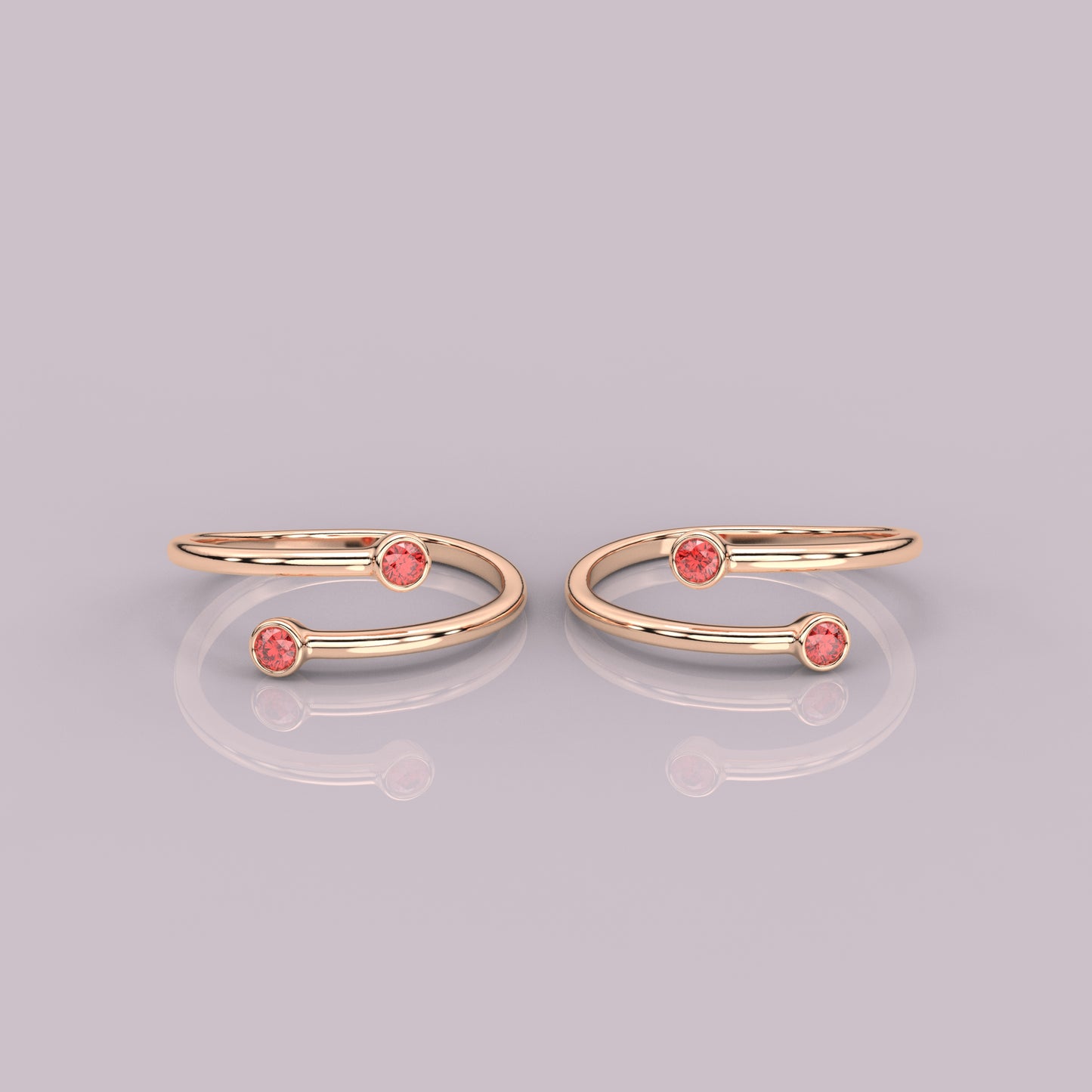 Couple stone Rose gold Adjustable 925 Silver Toe Ring