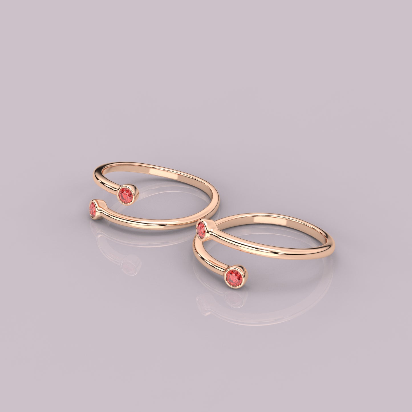 Couple stone Rose gold Adjustable 925 Silver Toe Ring