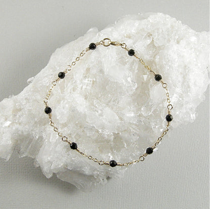 Black Crystal 925 Silver Anklet