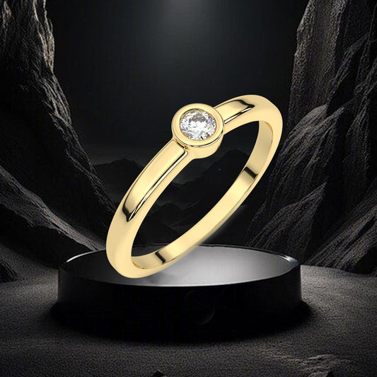 Yellow gold Bezel stone 925 Silver Ring