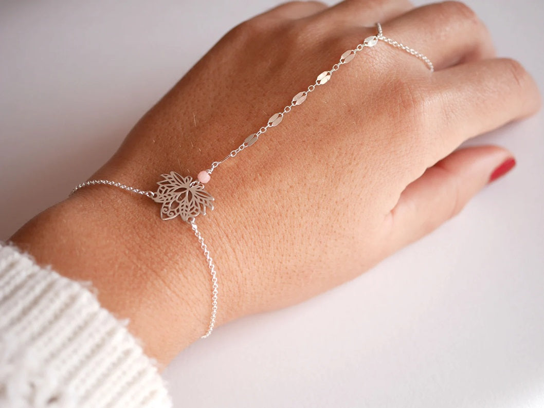 Filigree Lotus 925 Silver Hand Chain