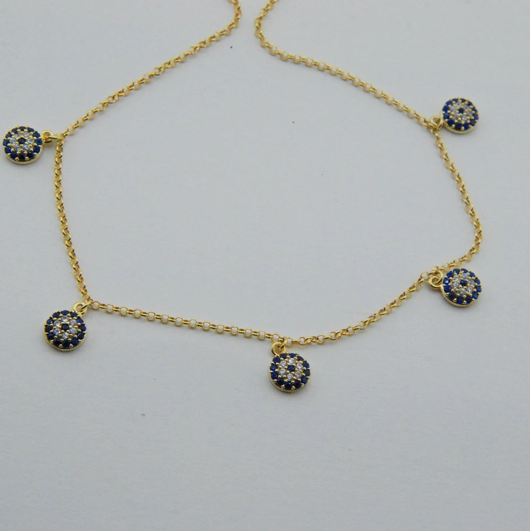 Sapphire Evil Eye 925 Silver Anklet