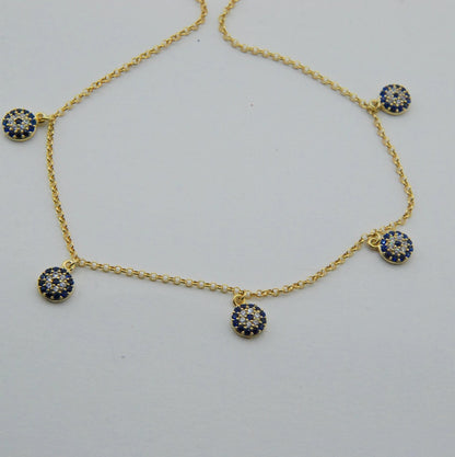 Sapphire Evil Eye 925 Silver Anklet