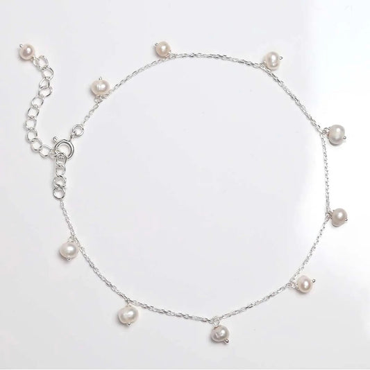 String Pearl 925 Silver Anklet