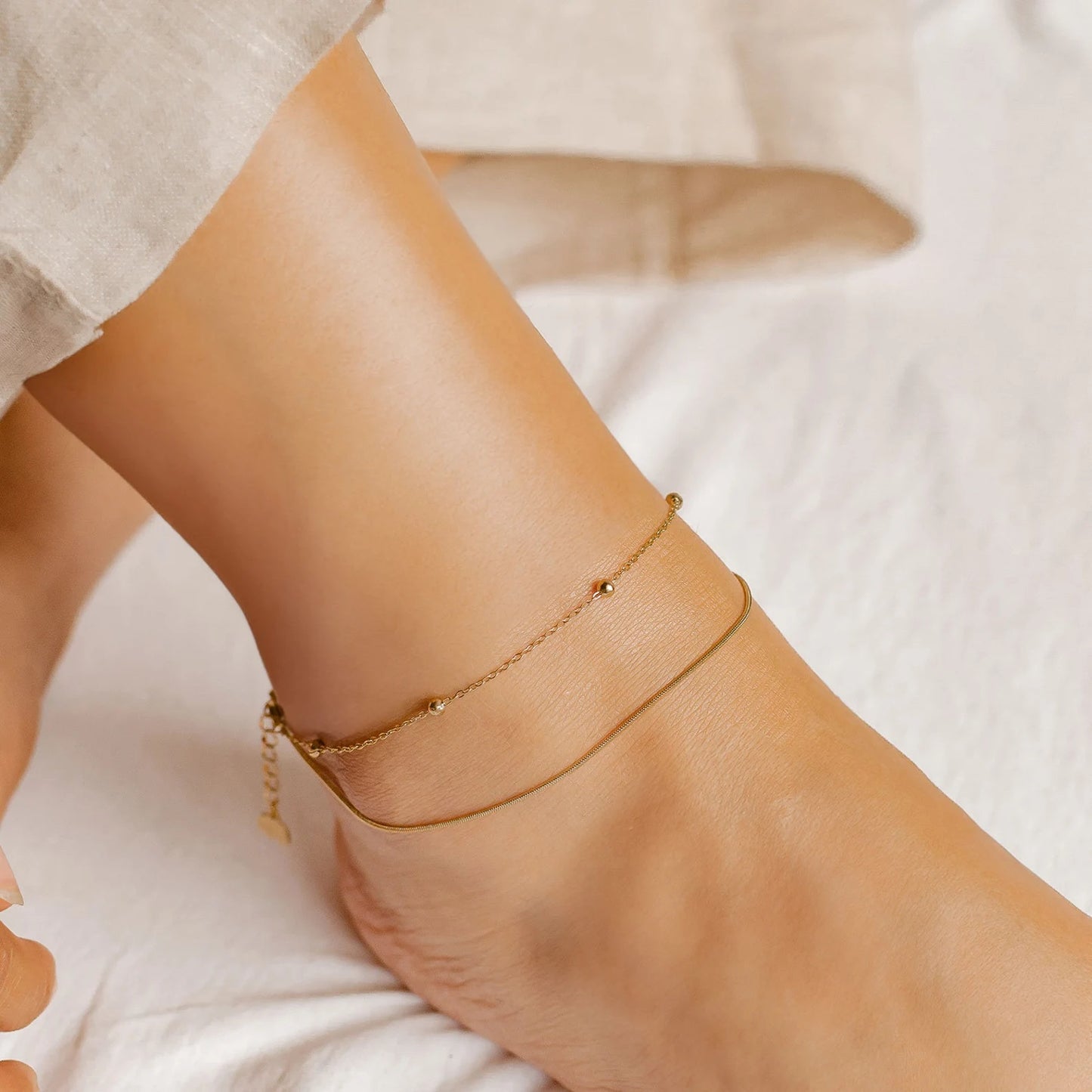 Double 925 Silver Anklet
