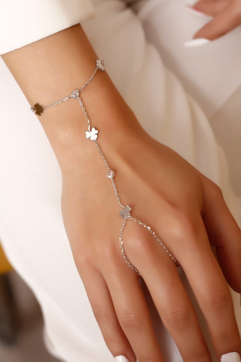 Leaf 925 Silver Hand Chain