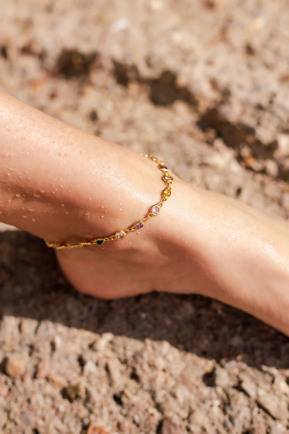 Rainbow 925 Silver Anklet