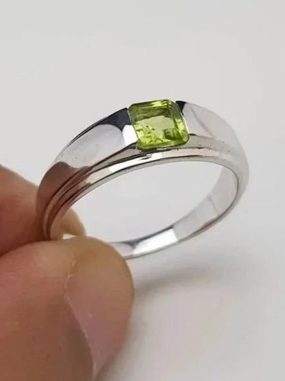 Peridot 925 Silver Men's Ring