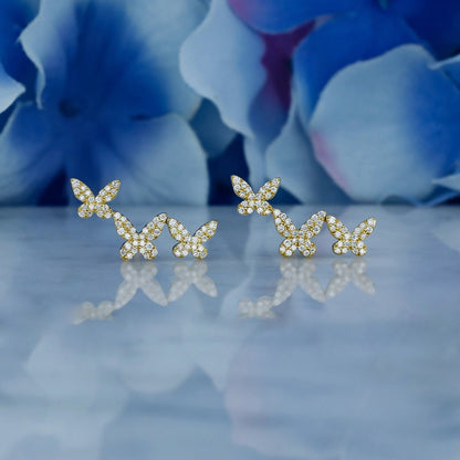 Pave Butterfly 925 Silver Earring