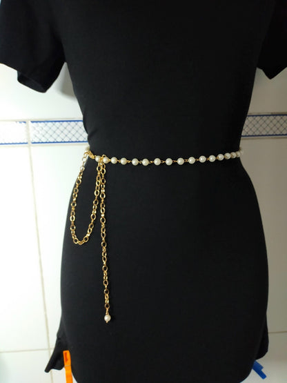 Pearl 925 Silver Waist Chain